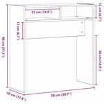 vidaXL Table Console Chêne Noir - 78x30x80 cm - Fabriquée en Bois d'Ingénierie