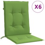 vidaXL Coussins de chaise à dossier bas lot de 6 vert mélangé tissu