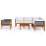 vidaXL Salon de jardin 7 pièces avec coussins  bois d'acacia crème et corde