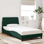 vidaXL Lit avec matelas vert foncé 100x200 cm velours
