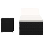 vidaXL Chaise longue avec coussin et table à thé rotin Blanc crème