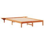 vidaXL Cadre de lit avec tables de chevet Brun cire 140 x 220 cm