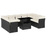 vidaXL Salon de jardin 10 Pièces avec coussins noir résine tressée