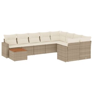 vidaXL Salon de jardin avec coussins 10 Pièces beige résine tressée
