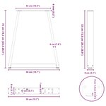vidaXL Pieds de table à manger en forme de V 2 pièces Acier naturel 50 x (72-73 3) cm Acier