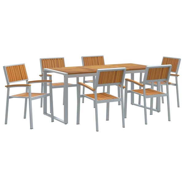 vidaXL Ensemble de salle à manger pour jardin 7 Pièces Gris et marron