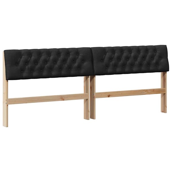 vidaXL Tête de lit capitonnée Noir 200 cm Pin massif