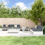 vidaXL Salon de jardin 6 Pièces avec coussins blanc bois massif
