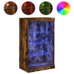vidaXL Buffet avec lumières LED chêne fumé 60 5x37x100 cm