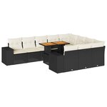 vidaXL Salon de jardin 10 Pièces avec coussins noir résine tressée acacia
