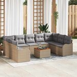 vidaXL Ensemble de canapé de jardin 10 Pièces Beige Poly rotin