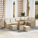 vidaXL Ensemble de canapé de jardin avec coussin 9 Pièces Beige et crème