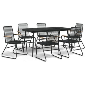 vidaXL Ensemble à manger de jardin 7 Pièces Noir Rotin PVC