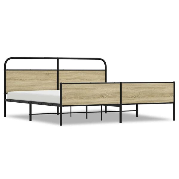 vidaXL Cadre de lit en métal sans matelas chêne sonoma 193x203 cm