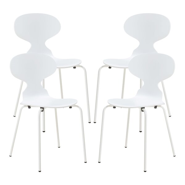 Lot de 4 chaises de salle à manger moderne design robuste blanc 03_0009833