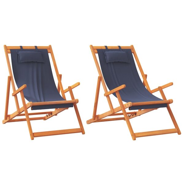 vidaXL Chaises de plage pliables lot de 2 bleu tissu