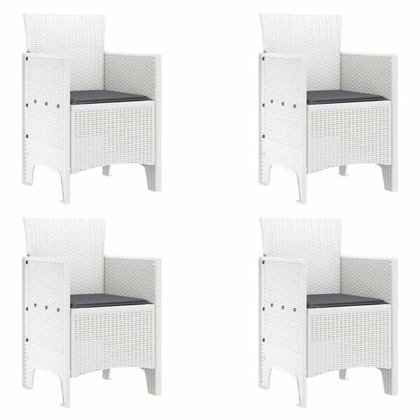 vidaXL Chaise de jardin 4 pc Blanc Polypropylène