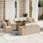 vidaXL Salon de jardin avec coussins 9 Pièces beige résine tressée