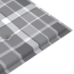 vidaXL Banc de jardin avec coussin à carreaux gris 175 cm Teck massif
