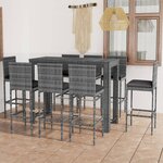vidaXL Ensemble de bar d'extérieur 9 Pièces coussins anthracite Rotin