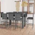 vidaXL Jeu de bar de jardin 9Pièces et coussins anthracite Résine tressée