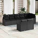 vidaXL Ensemble de canapé de jardin avec coussin 8 Pièces Noir Poly rotin