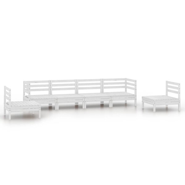 Salon de jardin meuble d'extérieur ensemble de mobilier 6 pièces blanc bois de pin massif 02_0016969