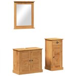 vidaXL Ensemble de mobilier de salle de bain avec tiroir avec étagère 3 Pièces Marron