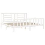 vidaXL Cadre de lit avec tête de lit blanc Super King Size bois massif