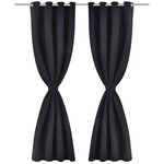 vidaXL Rideau occultant 2 Pièces avec œillets métalliques 135x175 cm Noir