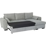 Canapé d'angle convertible réversible MAX - Méridienne avec coffre - Tissu gris clair - 240 x 143 x 85 cm