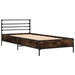 vidaXL Cadre de lit chêne fumé 90x190 cm bois d'ingénierie et métal