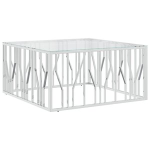 vidaXL Table basse 100x100x50 cm acier inoxydable et verre