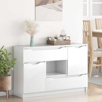 vidaXL Buffet Blanc brillant 100 x 30 x 65 6 Bois d'ingénierie