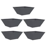 vidaXL Jardinière en plastique 5 Pièces Anthracite 35 x 35 x 15 cm Acier