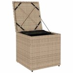 vidaXL Boîte à coussins avec stockage Beige 50 x 50 x 50 cm polyrotin