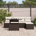 vidaXL Ensemble de canapé de jardin 6 Pièces Marron polyrotin