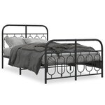 vidaXL Cadre de lit métal sans matelas avec pied de lit noir 120x190cm