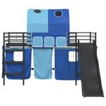 vidaXL Lit mezzanine pour enfants Noir et Bleu 79 5 x 200 cm Métал