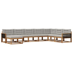 vidaXL Ensemble de canapés d'extérieur 8 pc Naturel et gris clair
