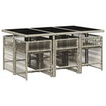 vidaXL Ensemble à manger de jardin et coussins 7 Pièces gris clair rotin