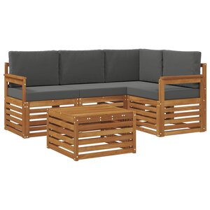 vidaXL Ensemble de canapés d'extérieur 5 pc Naturel et Anthracite