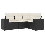 vidaXL Salon de jardin 4 Pièces avec coussins noir résine tressée