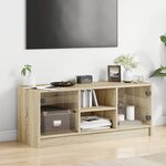 vidaXL Meuble TV avec portes en verre chêne sonoma 102x37x42 cm