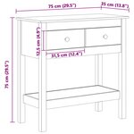 vidaXL Table console Cire marron 75 x 35 x 75 cm Pin massif