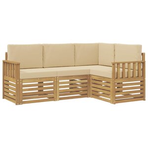 vidaXL Ensemble de canapés d'extérieur 4 pc Blanc et Beige Polyester