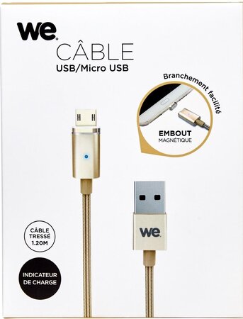 Câble USB We vers micro USB avec embout magnétique (Or) - La Poste