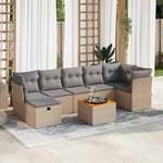 vidaXL Salon de jardin avec coussins 8 Pièces beige résine tressée