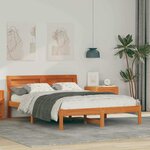 vidaXL Cadre de lit avec tête de lit Brun cire 140 x 190 cm Pin massif