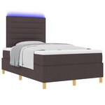 vidaXL Lit à ressort LED avec matelas Marron foncé 120 x 200 cm tissu